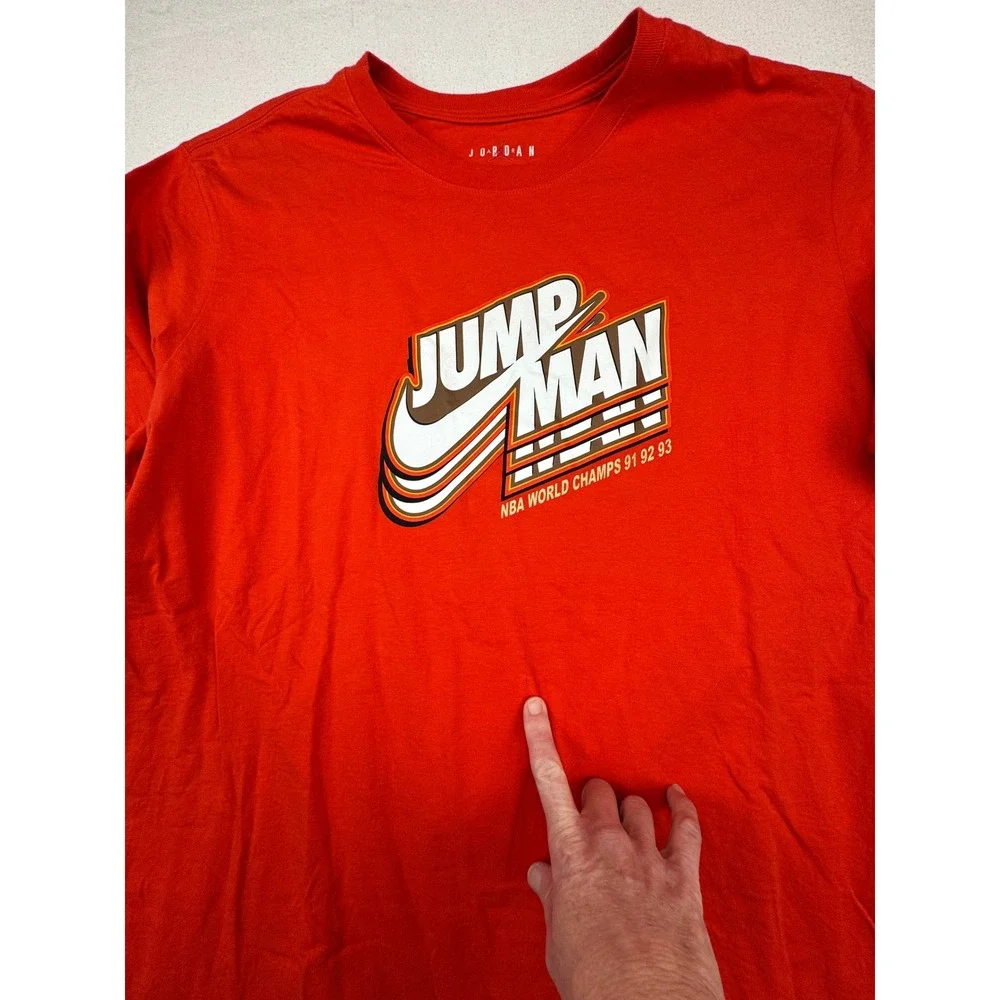 Jordan T-Shirt Mens XXL Red‎ NBA World Champs 91 92 93 Jumpman Graphic Tee